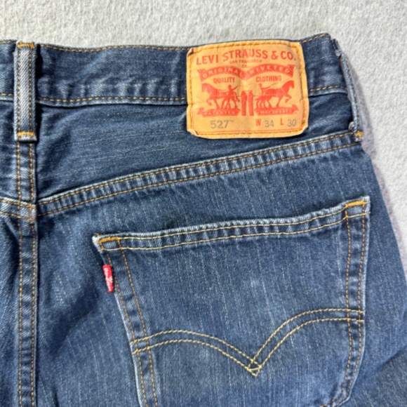 Levis Jeans Mens 34x30 Blue 527 Bootcut American Preppy Dark Wash Denim - Picture 7 of 8